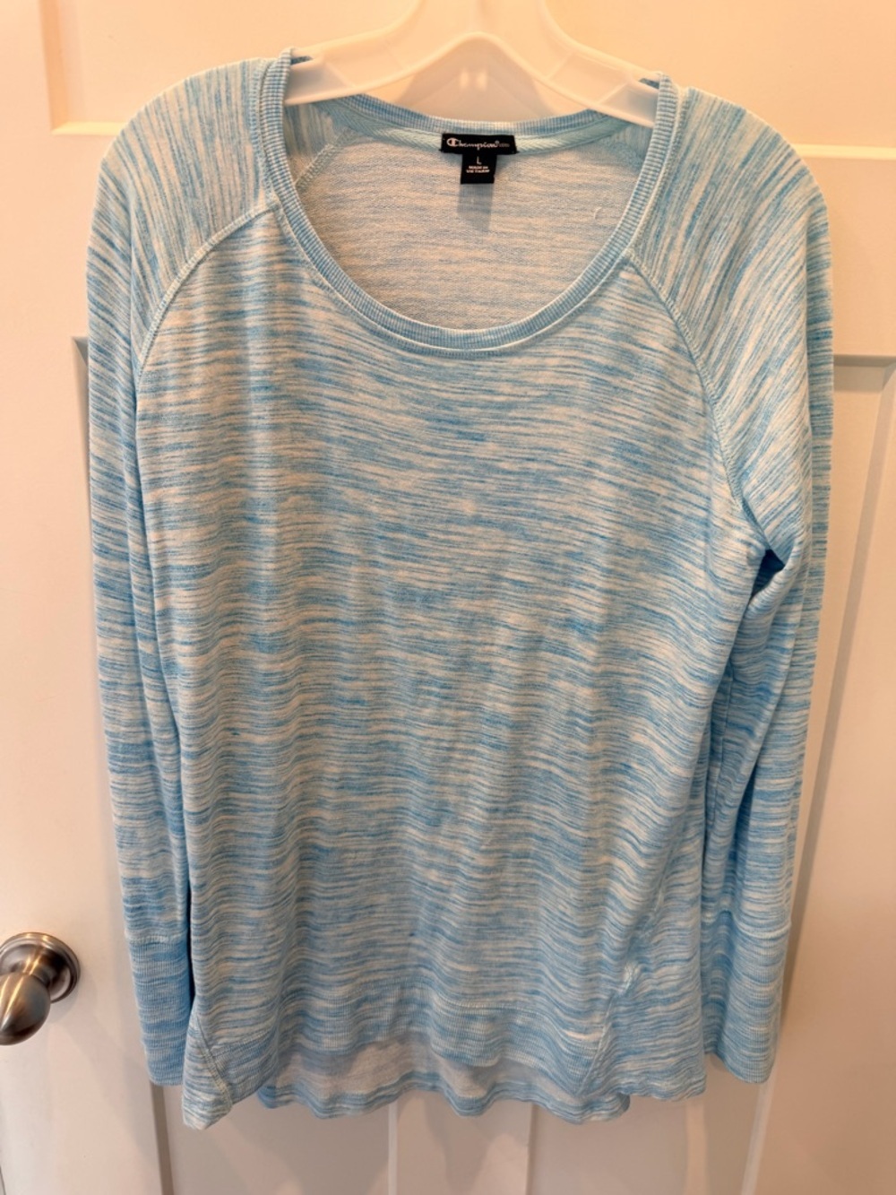 Champion Elite Long Sleeve Top Large Blue Athletic Lightweight Shirt